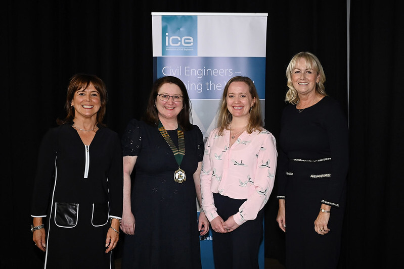 L-R Emer Murnaghan, Brenda OLoan Outgoing Chair, Jenny Green Head of ICE Regions and Wendy Blundell senior vice-chair ICE NI