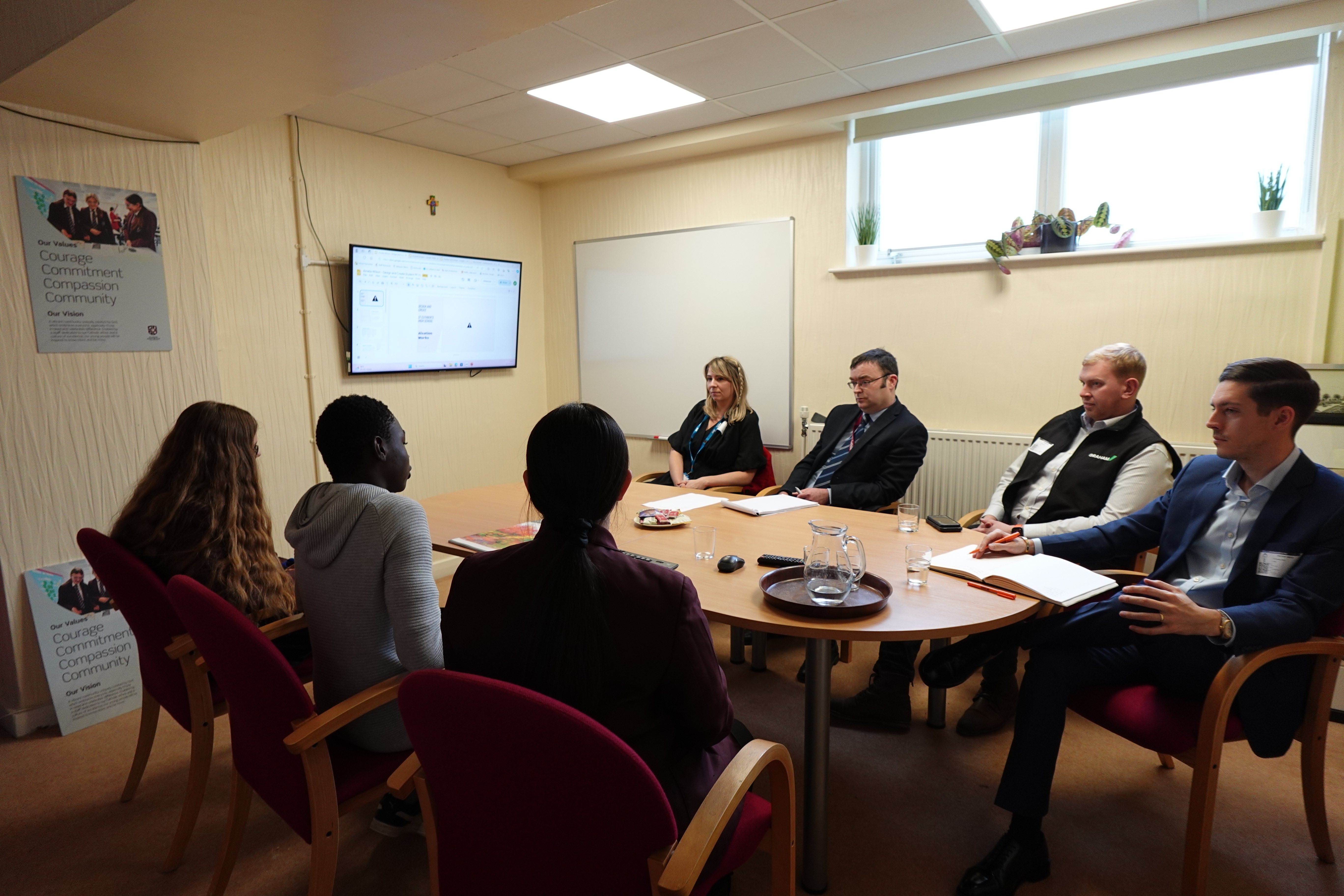 One student team during their 'Dragon's Den' pitching session